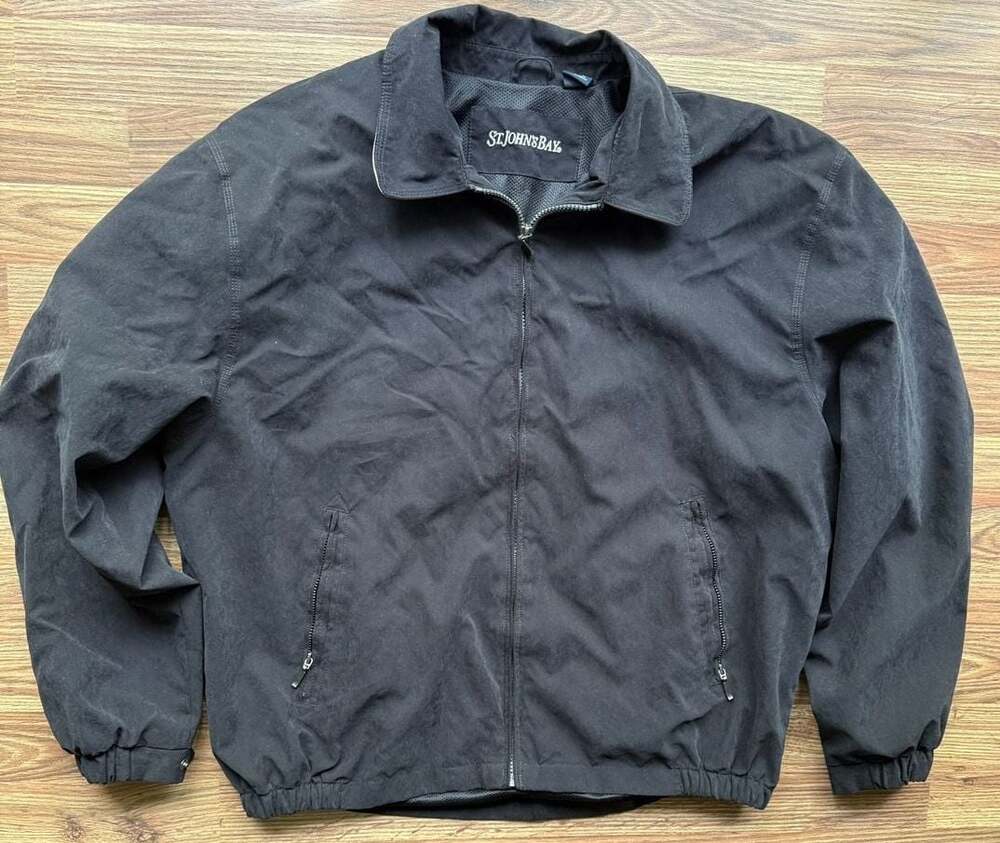 St. John's Bay Men's Black Lightweight Mock Neck Full Zip Jacket